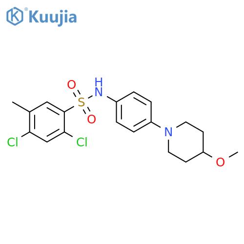 2,4-dichloro-N-[4-(4-methoxypiperidin-1-yl)phenyl]-5-methylbenzene-1-sulfonamide structure