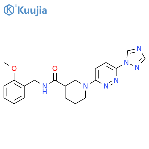 1-(6-(1H-1,2,4-triazol-1-yl)pyridazin-3-yl)-N-(2-methoxybenzyl)piperidine-3-carboxamide structure