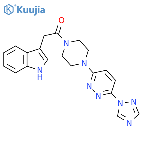 2-(1H-Indol-3-yl)-1-[4-[6-(1H-1,2,4-triazol-1-yl)-3-pyridazinyl]-1-piperazinyl]ethanone structure