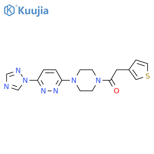 2-(3-Thienyl)-1-[4-[6-(1H-1,2,4-triazol-1-yl)-3-pyridazinyl]-1-piperazinyl]ethanone structure