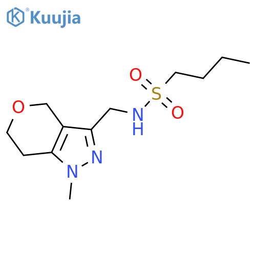 N-({1-methyl-1H,4H,6H,7H-pyrano[4,3-c]pyrazol-3-yl}methyl)butane-1-sulfonamide structure