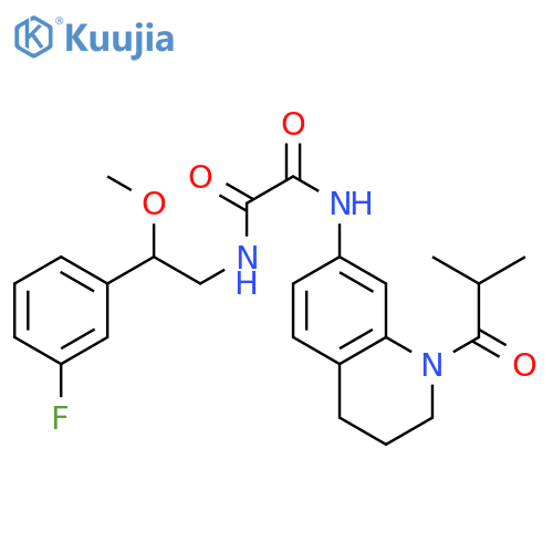 N-[2-(3-fluorophenyl)-2-methoxyethyl]-N'-[1-(2-methylpropanoyl)-3,4-dihydro-2H-quinolin-7-yl]oxamide structure