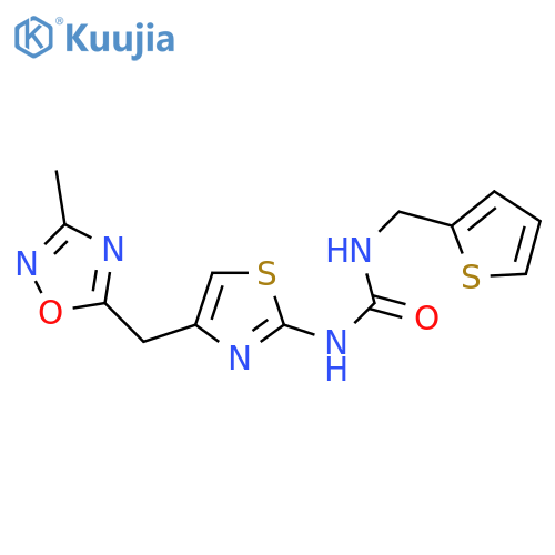 1-[4-[(3-methyl-1,2,4-oxadiazol-5-yl)methyl]-1,3-thiazol-2-yl]-3-(thiophen-2-ylmethyl)urea structure