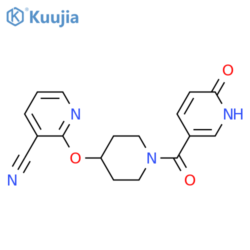 2-{[1-(6-oxo-1,6-dihydropyridine-3-carbonyl)piperidin-4-yl]oxy}pyridine-3-carbonitrile structure