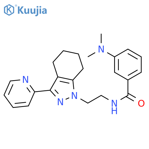 3-(dimethylamino)-N-{2-[3-(pyridin-2-yl)-4,5,6,7-tetrahydro-1H-indazol-1-yl]ethyl}benzamide structure