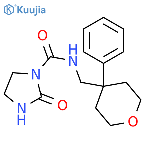2-oxo-N-(4-phenyloxan-4-yl)methylimidazolidine-1-carboxamide structure