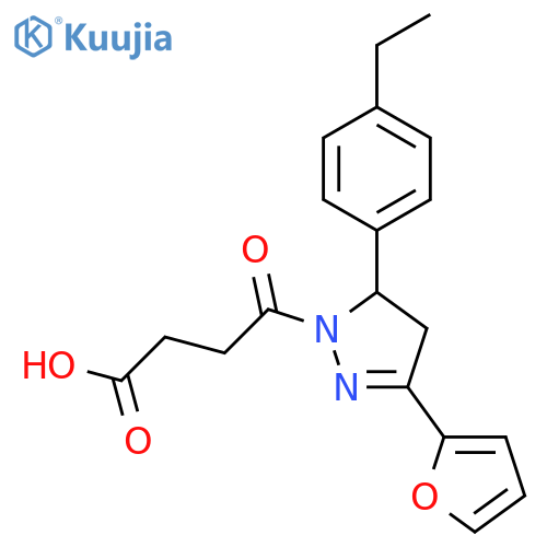 4-[5-(4-ethylphenyl)-3-(furan-2-yl)-4,5-dihydro-1H-pyrazol-1-yl]-4-oxobutanoic acid structure