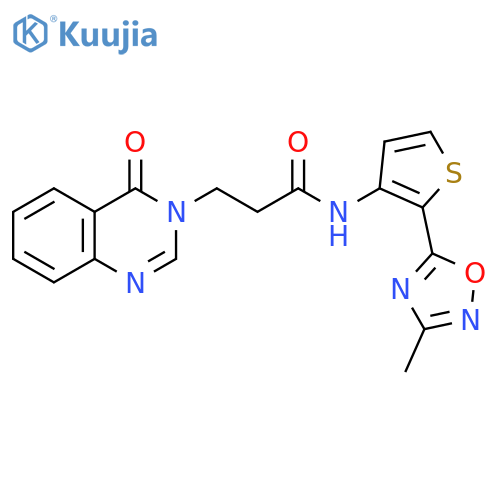 N-[2-(3-methyl-1,2,4-oxadiazol-5-yl)thiophen-3-yl]-3-(4-oxo-3,4-dihydroquinazolin-3-yl)propanamide structure