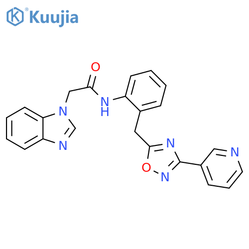 2-(1H-1,3-benzodiazol-1-yl)-N-(2-{[3-(pyridin-3-yl)-1,2,4-oxadiazol-5-yl]methyl}phenyl)acetamide structure