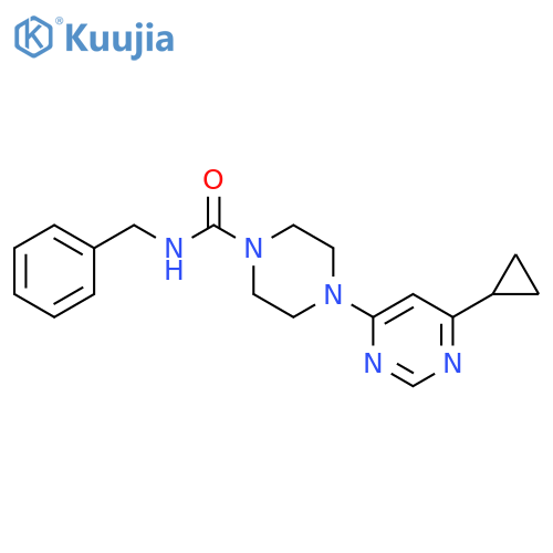 N-benzyl-4-(6-cyclopropylpyrimidin-4-yl)piperazine-1-carboxamide structure