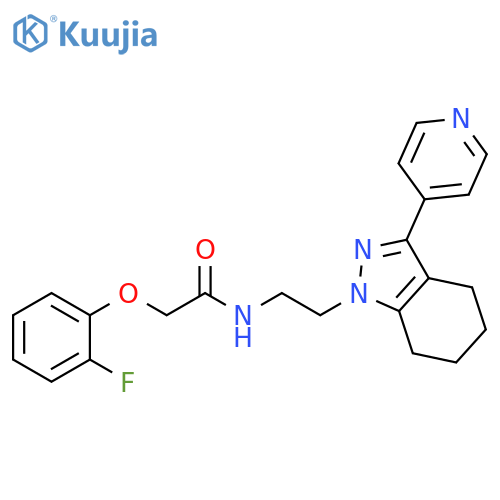 2-(2-fluorophenoxy)-N-{2-[3-(pyridin-4-yl)-4,5,6,7-tetrahydro-1H-indazol-1-yl]ethyl}acetamide structure