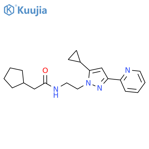 2-cyclopentyl-N-{2-[5-cyclopropyl-3-(pyridin-2-yl)-1H-pyrazol-1-yl]ethyl}acetamide structure