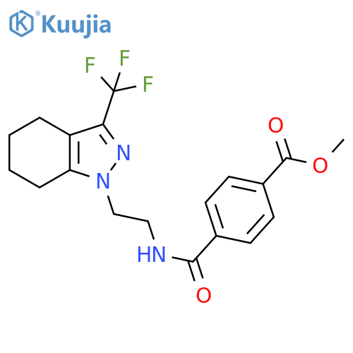 methyl 4-({2-[3-(trifluoromethyl)-4,5,6,7-tetrahydro-1H-indazol-1-yl]ethyl}carbamoyl)benzoate structure