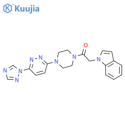 2-indol-1-yl-1-[4-[6-(1,2,4-triazol-1-yl)pyridazin-3-yl]piperazin-1-yl]ethanone structure
