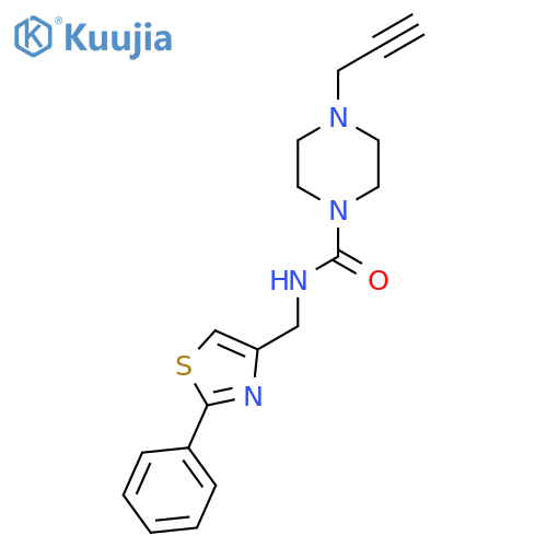 N-[(2-phenyl-1,3-thiazol-4-yl)methyl]-4-(prop-2-yn-1-yl)piperazine-1-carboxamide structure