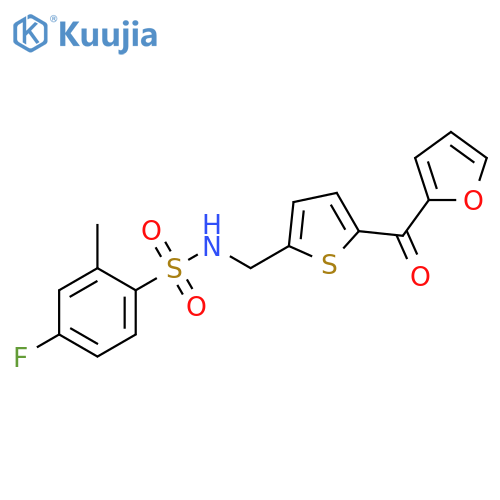 4-fluoro-N-{[5-(furan-2-carbonyl)thiophen-2-yl]methyl}-2-methylbenzene-1-sulfonamide structure
