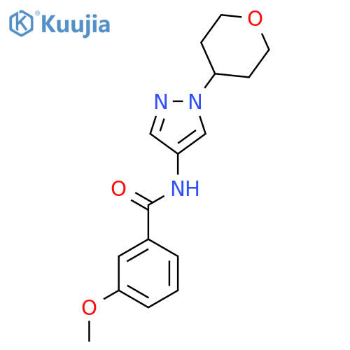 3-methoxy-N-(1-(tetrahydro-2H-pyran-4-yl)-1H-pyrazol-4-yl)benzamide structure