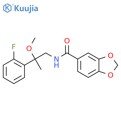 N-(2-(2-fluorophenyl)-2-methoxypropyl)benzo[d][1,3]dioxole-5-carboxamide structure