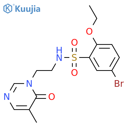5-bromo-2-ethoxy-N-[2-(5-methyl-6-oxo-1,6-dihydropyrimidin-1-yl)ethyl]benzene-1-sulfonamide structure