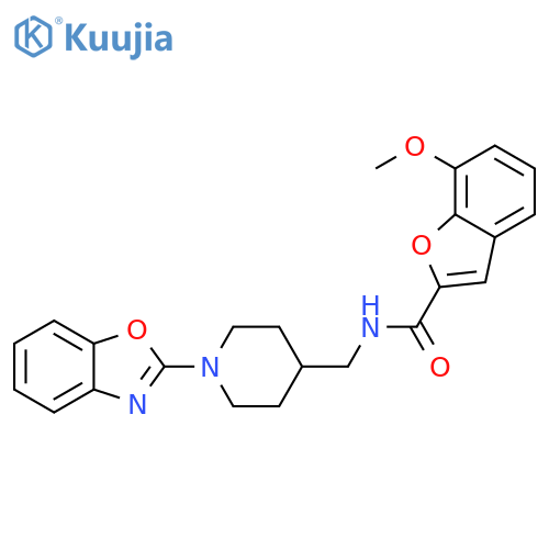 N-{[1-(1,3-benzoxazol-2-yl)piperidin-4-yl]methyl}-7-methoxy-1-benzofuran-2-carboxamide structure