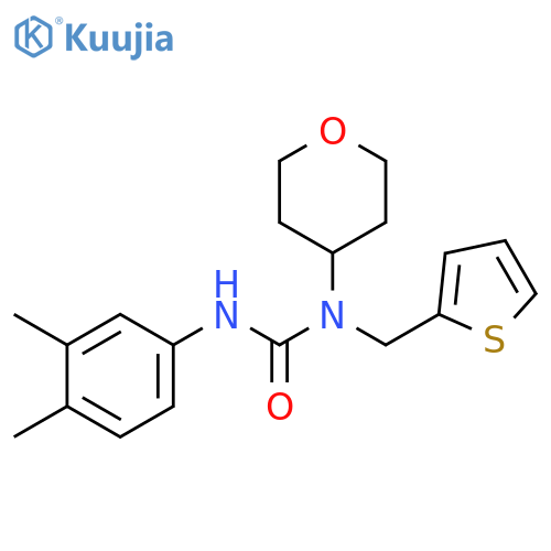 3-(3,4-dimethylphenyl)-1-(oxan-4-yl)-1-[(thiophen-2-yl)methyl]urea structure
