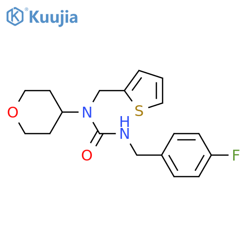 1-[(4-fluorophenyl)methyl]-3-(oxan-4-yl)-3-[(thiophen-2-yl)methyl]urea structure