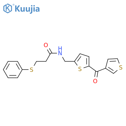 3-(phenylsulfanyl)-N-{[5-(thiophene-3-carbonyl)thiophen-2-yl]methyl}propanamide structure