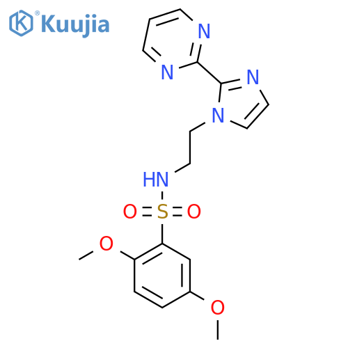 2,5-dimethoxy-N-{2-2-(pyrimidin-2-yl)-1H-imidazol-1-ylethyl}benzene-1-sulfonamide structure