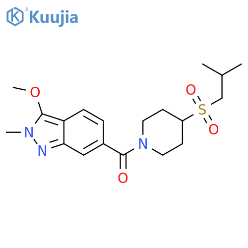 3-methoxy-2-methyl-6-[4-(2-methylpropanesulfonyl)piperidine-1-carbonyl]-2H-indazole structure