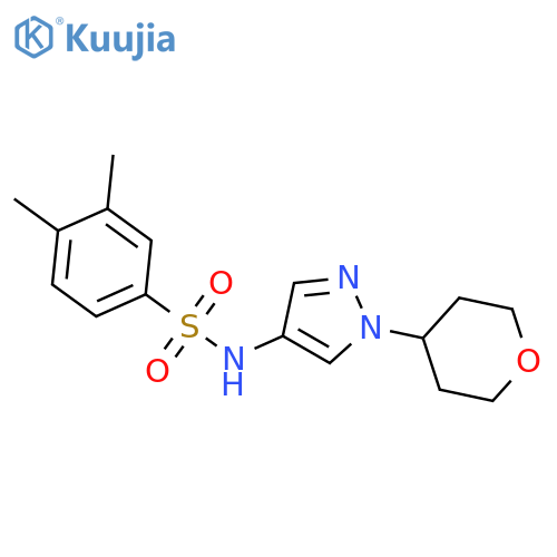 3,4-dimethyl-N-[1-(oxan-4-yl)pyrazol-4-yl]benzenesulfonamide structure