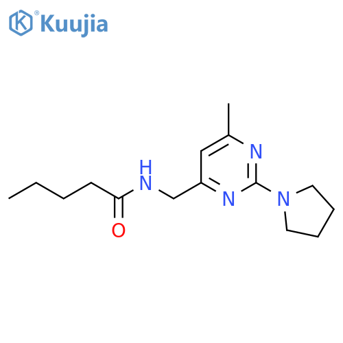 N-{[6-methyl-2-(pyrrolidin-1-yl)pyrimidin-4-yl]methyl}pentanamide structure