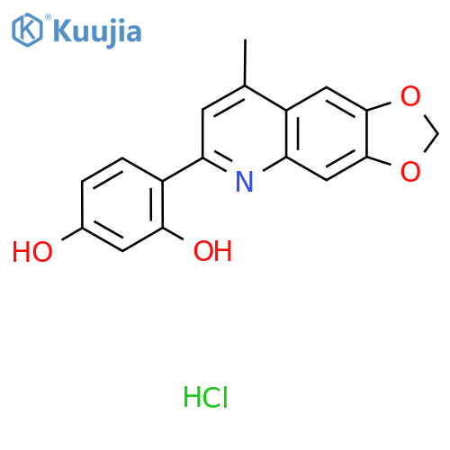 4-{8-methyl-2H-[1,3]dioxolo[4,5-g]quinolin-6-yl}benzene-1,3-diol hydrochloride structure