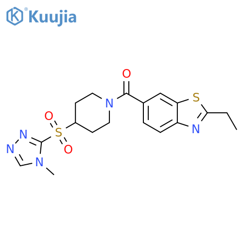 2-ethyl-6-{4-(4-methyl-4H-1,2,4-triazol-3-yl)sulfonylpiperidine-1-carbonyl}-1,3-benzothiazole structure