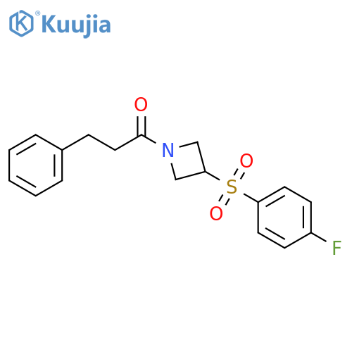 1-3-(4-fluorobenzenesulfonyl)azetidin-1-yl-3-phenylpropan-1-one structure