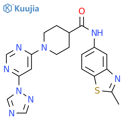 N-(2-methyl-1,3-benzothiazol-5-yl)-1-[6-(1,2,4-triazol-1-yl)pyrimidin-4-yl]piperidine-4-carboxamide structure