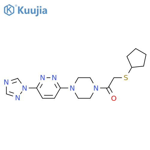 2-cyclopentylsulfanyl-1-[4-[6-(1,2,4-triazol-1-yl)pyridazin-3-yl]piperazin-1-yl]ethanone structure