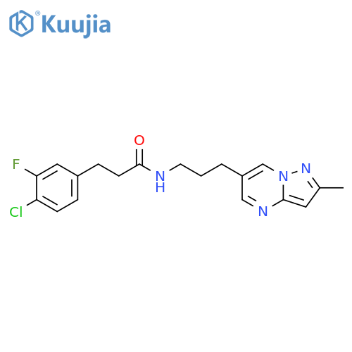 4-Chloro-3-fluoro-N-[3-(2-methylpyrazolo[1,5-a]pyrimidin-6-yl)propyl]benzenepropanamide structure