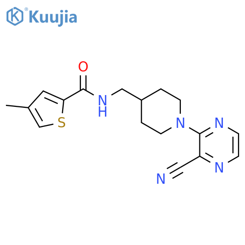 N-{[1-(3-cyanopyrazin-2-yl)piperidin-4-yl]methyl}-4-methylthiophene-2-carboxamide structure