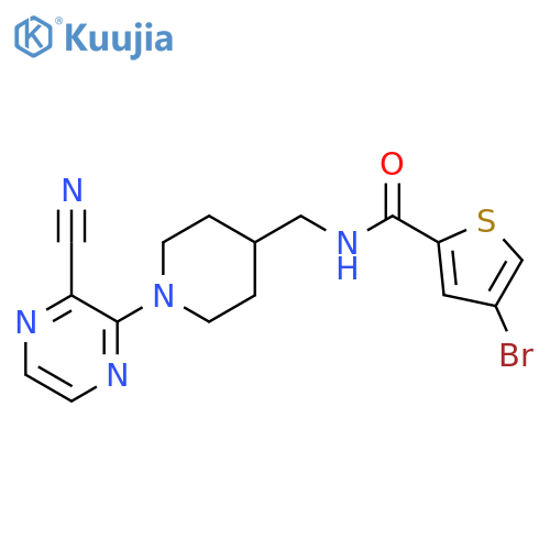 4-bromo-N-{[1-(3-cyanopyrazin-2-yl)piperidin-4-yl]methyl}thiophene-2-carboxamide structure