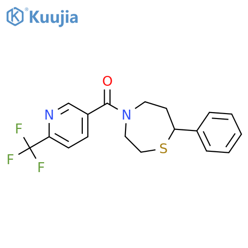 7-phenyl-4-[6-(trifluoromethyl)pyridine-3-carbonyl]-1,4-thiazepane structure