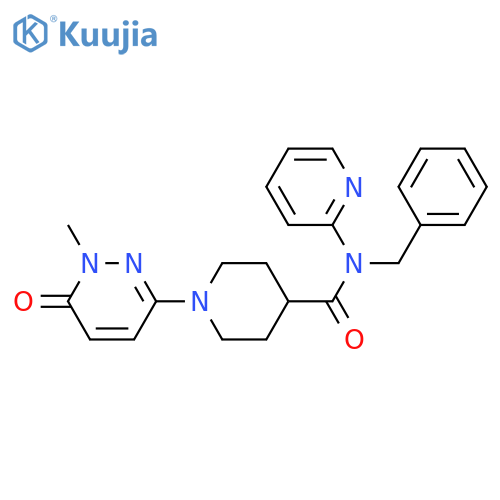 N-benzyl-1-(1-methyl-6-oxo-1,6-dihydropyridazin-3-yl)-N-(pyridin-2-yl)piperidine-4-carboxamide structure