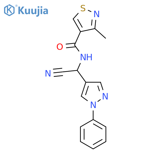N-[cyano(1-phenyl-1H-pyrazol-4-yl)methyl]-3-methyl-1,2-thiazole-4-carboxamide structure