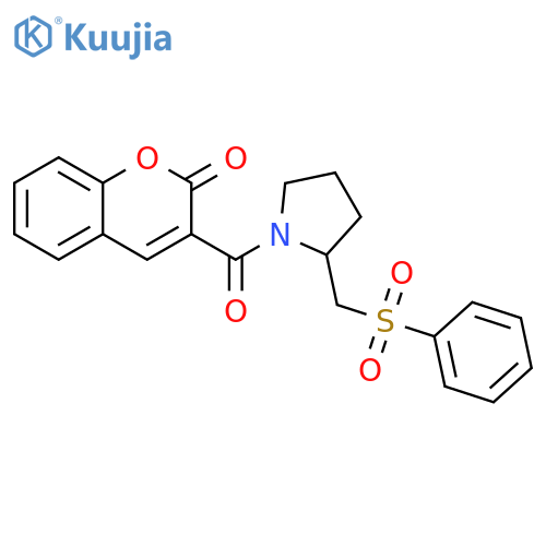 3-{2-[(benzenesulfonyl)methyl]pyrrolidine-1-carbonyl}-2H-chromen-2-one structure