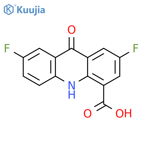 2,7-difluoro-9-oxo-9,10-dihydroacridine-4-carboxylic acid structure