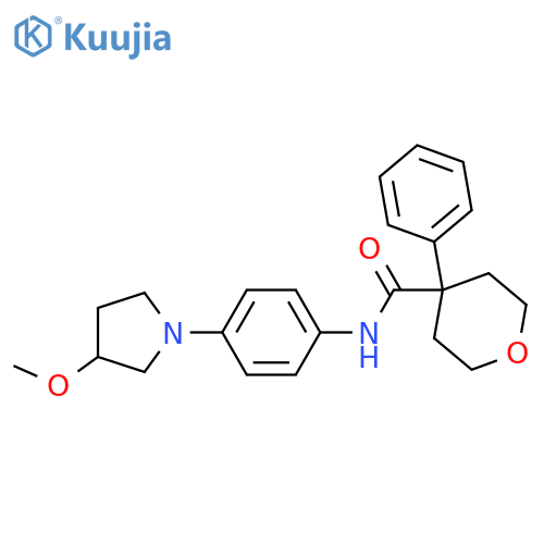 N-[4-(3-methoxypyrrolidin-1-yl)phenyl]-4-phenyloxane-4-carboxamide structure