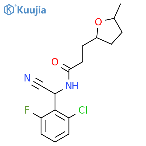 N-[(2-chloro-6-fluorophenyl)(cyano)methyl]-3-(5-methyloxolan-2-yl)propanamide structure