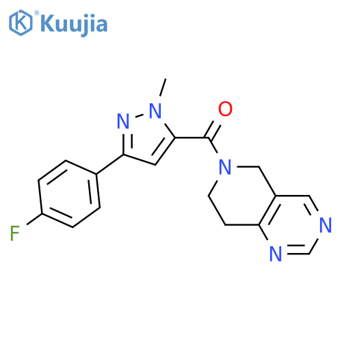 7,8-dihydro-5H-pyrido[4,3-d]pyrimidin-6-yl-[5-(4-fluorophenyl)-2-methylpyrazol-3-yl]methanone structure