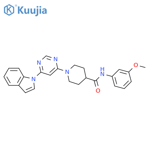 1-(6-indol-1-ylpyrimidin-4-yl)-N-(3-methoxyphenyl)piperidine-4-carboxamide structure