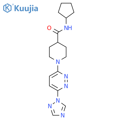 1-(6-(1H-1,2,4-triazol-1-yl)pyridazin-3-yl)-N-cyclopentylpiperidine-4-carboxamide structure