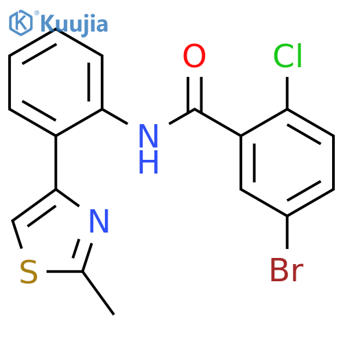 5-bromo-2-chloro-N-[2-(2-methyl-1,3-thiazol-4-yl)phenyl]benzamide structure